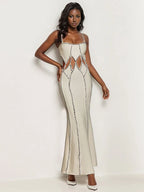 Sexy Spaghetti Strap Hollow Out Crystal Bandage Dress Sleeveless Party Dress image 5