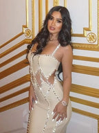 Sexy Spaghetti Strap Hollow Out Crystal Bandage Dress Sleeveless Party Dress image 4
