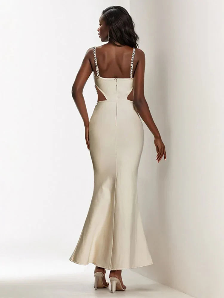 Sexy Spaghetti Strap Hollow Out Crystal Bandage Dress Sleeveless Party Dress image 6