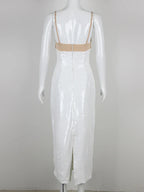 Sexy Spaghetti Strap Luxury Diamond Sequin Dress White Backless Midi Party Dress image 6