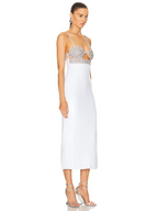 Sexy Spaghetti Strap Luxury Diamond Sequin Dress White Backless Midi Party Dress image 3