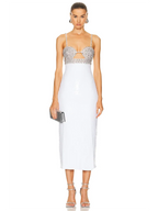 Sexy Spaghetti Strap Luxury Diamond Sequin Dress White Backless Midi Party Dress image 2