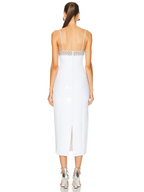 Sexy Spaghetti Strap Luxury Diamond Sequin Dress White Backless Midi Party Dress image 4
