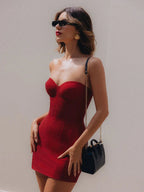 Sexy Bright Silk Lace-up Mini Party Dress image 3