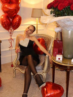 Sexy Strapless Heart Diamonds Bandage Gloves Black Backless Bodycon Party Dress image 5