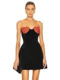 Sexy Strapless Heart Shape Crystal Design Mini Dress Velvet A-Line Party Dress image 5
