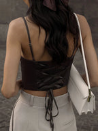 Bandage Lace-Up Skinny Crop Top image 5