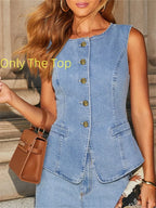 Streetwear Denim Wide Leg Office Two Piece Set image 7