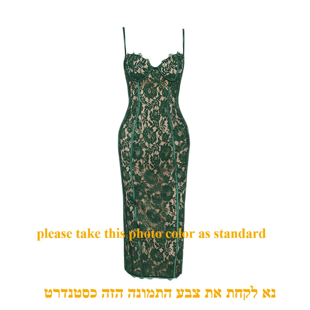 Elegant Spaghetti Strap V Neck Lace Formal Occasion Dress for Party image 6