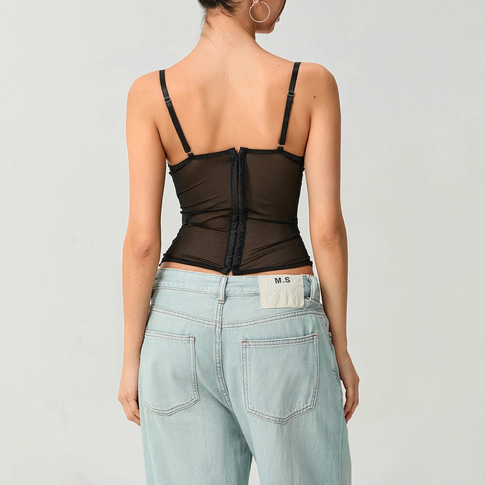 Mesh Lace Corset Crop Top image 5