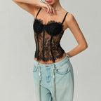 Mesh Lace Corset Crop Top image 4