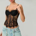 Mesh Lace Corset Crop Top image 1