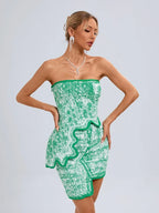 Summer Sexy Asymmetric Strapless Top Mini Skirts Two Piece Party Dress image 1
