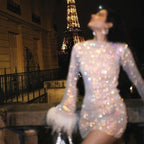 Y2K Retro Feather Mini Party Dress image 3