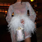 Y2K Retro Feather Mini Party Dress image 2