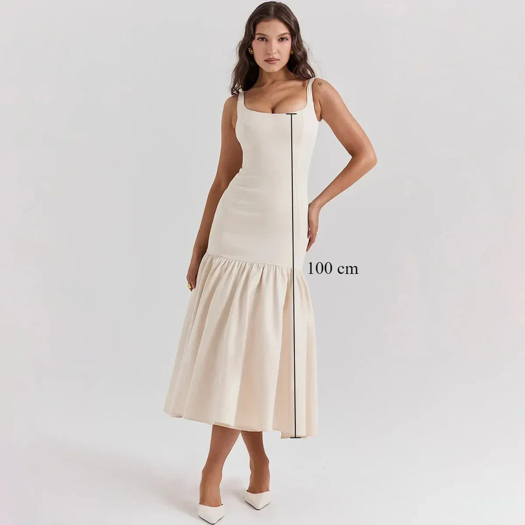 Elegant Red Spaghetti Strap Midi Holiday Dress Casual Birthday Party Dresses Party Dress image 5