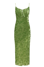 Vintage Green Velvet Burnt Flower Long Strap Backless Sleeveless Boho Party Dress image 6