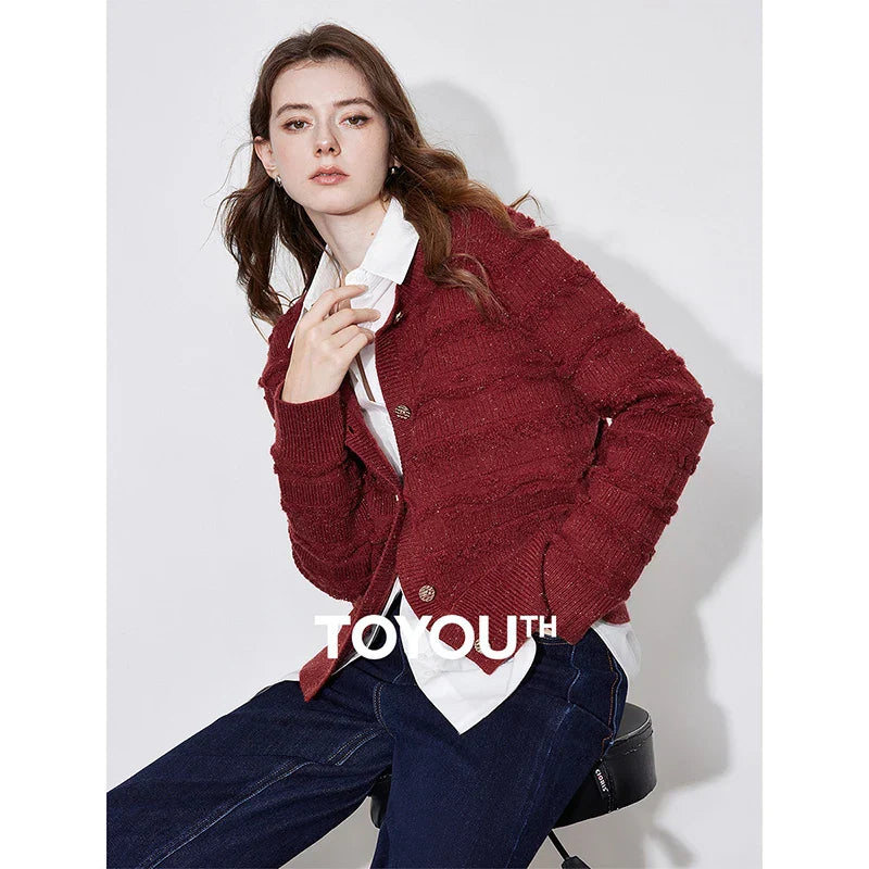 Round Neck Jacquard Embroidered Cardigan image 1