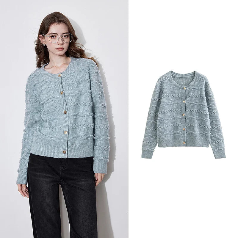 Round Neck Jacquard Embroidered Cardigan image 6