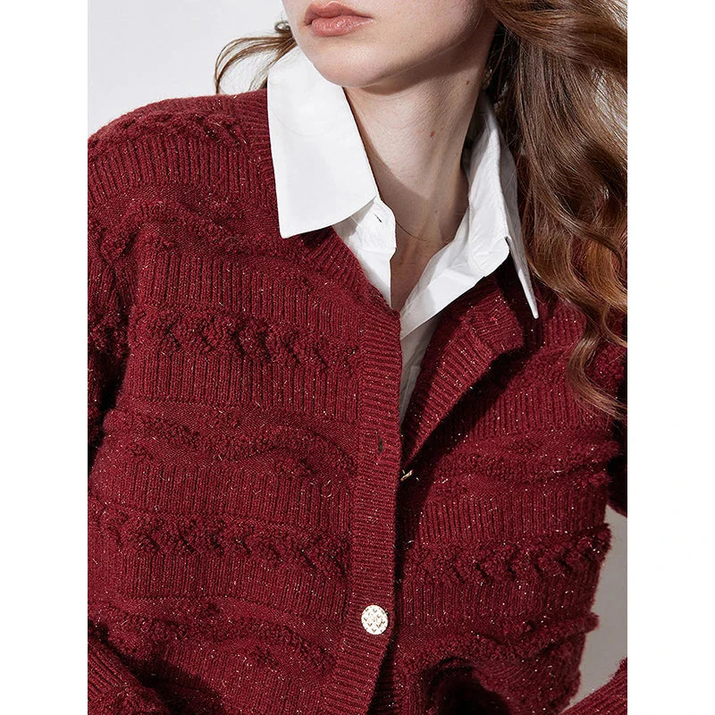Round Neck Jacquard Embroidered Cardigan image 4