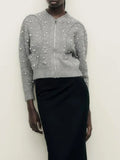 Faux Pearl Zip Knit Cardigan image 1