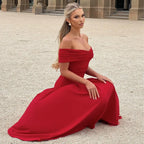 Elegant Backless Patchwork Long Red Sleeveless Bandeau Solid Pleated Wide Skirt Party Dress image 5