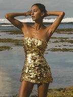 Strapless Mini Sequin Party Dress image 3