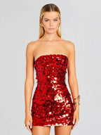 Strapless Mini Sequin Party Dress image 4