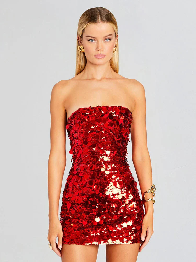 Strapless Mini Sequin Party Dress image 4