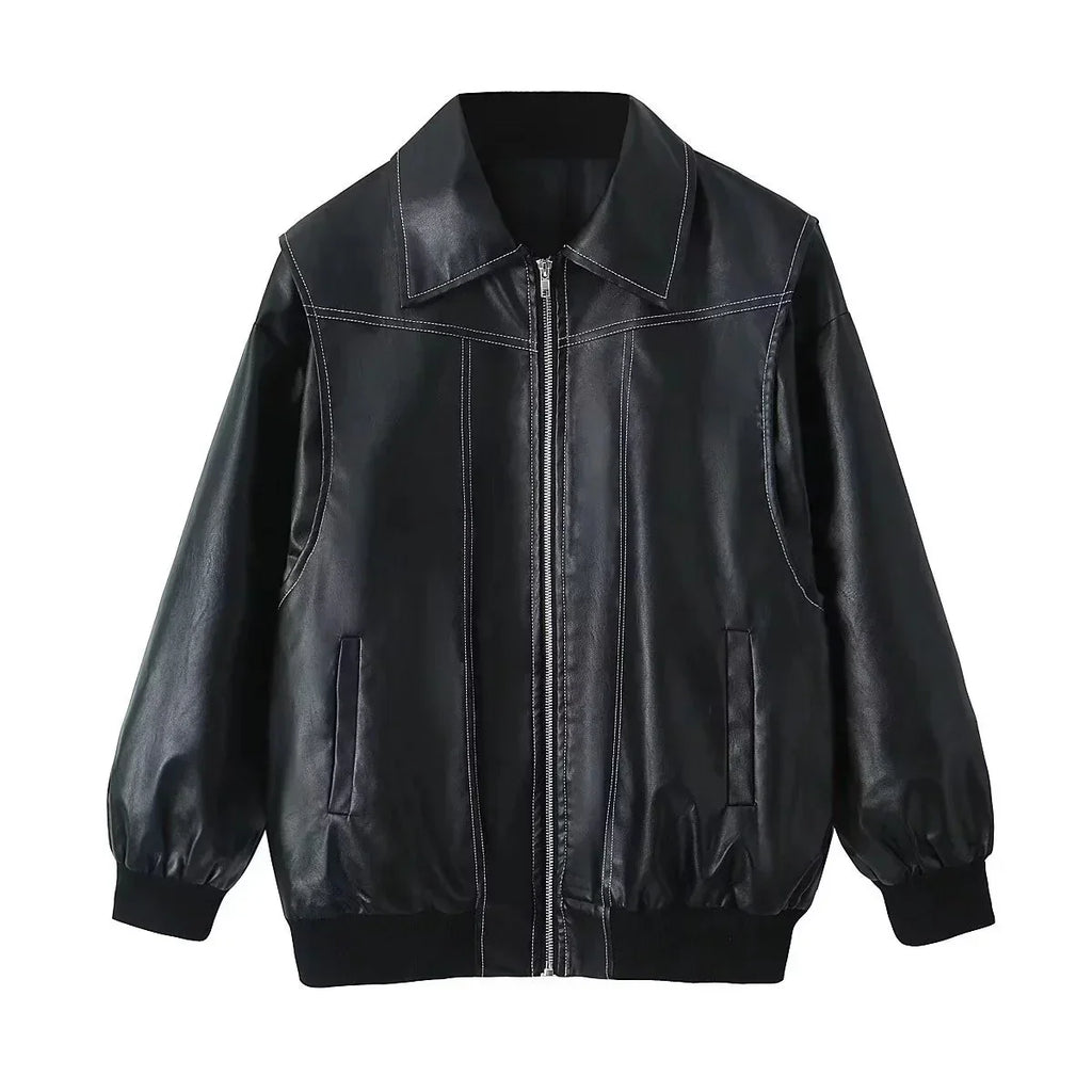 Leather Streetwear Red Coat image 6