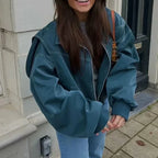 Leather Streetwear Red Coat image 4