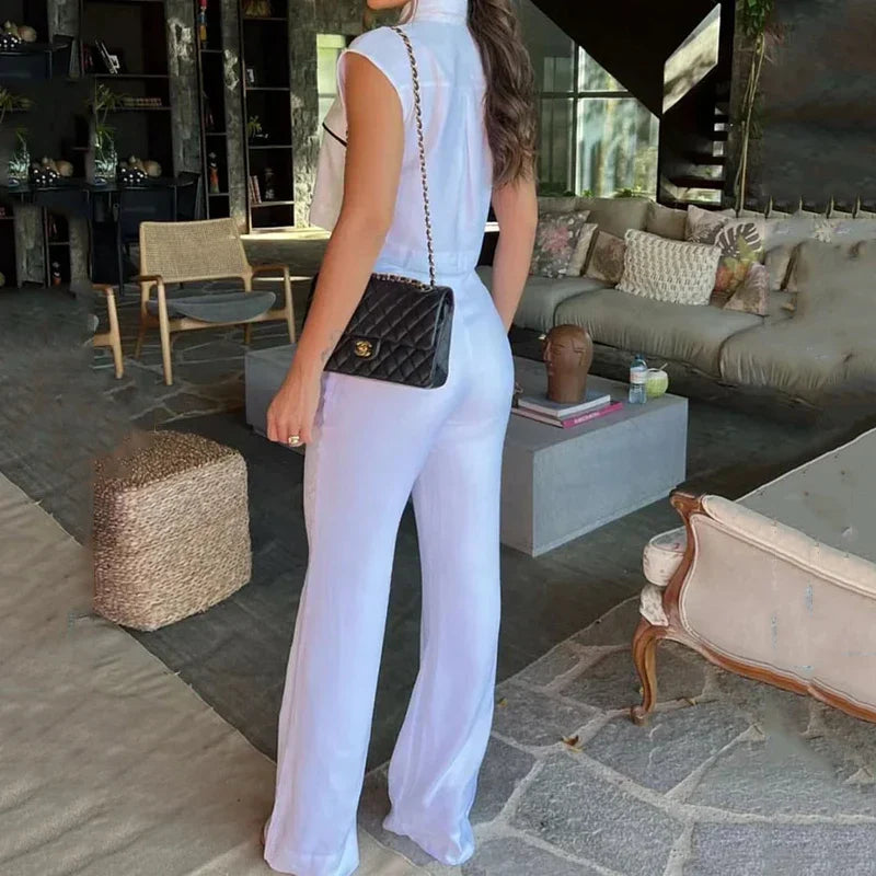 Contrast Lapel Vest Pockets Pants Office Two Piece Set image 2