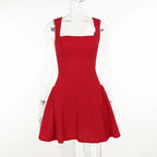 Wine Red Off Shoulder Party Dress with Pleated Detail image 3
