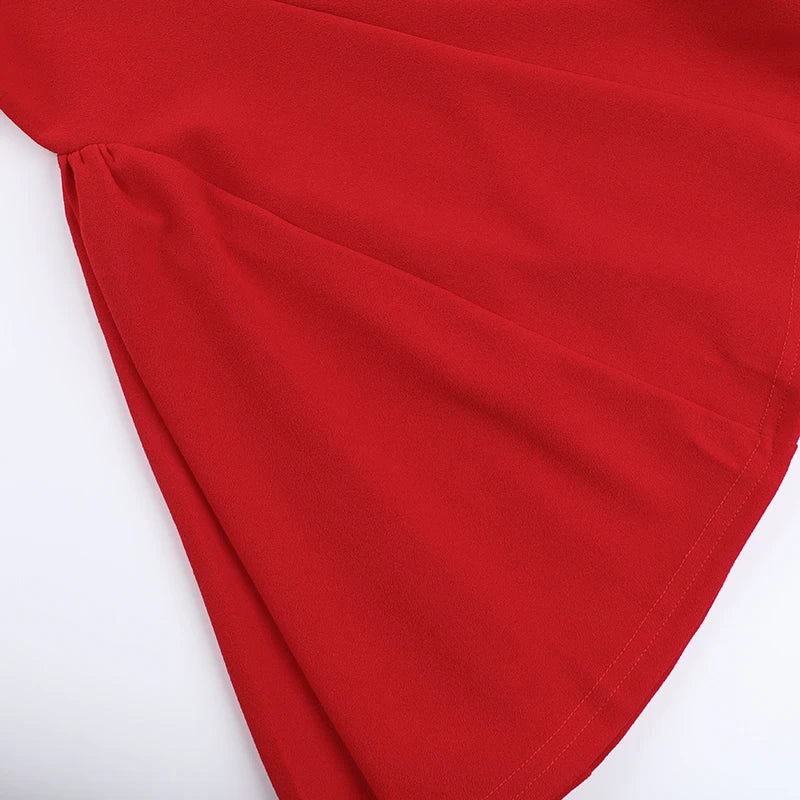 Wine Red Off Shoulder Party Dress with Pleated Detail image 6