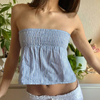 Gingham Smocked Bow Crop Top image 1