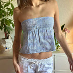 Gingham Smocked Bow Crop Top image 2