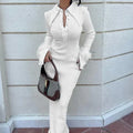 French Y2K Feather Polo Collar Party Dress image 6