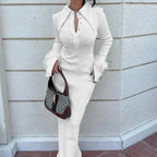 French Y2K Feather Polo Collar Party Dress image 6