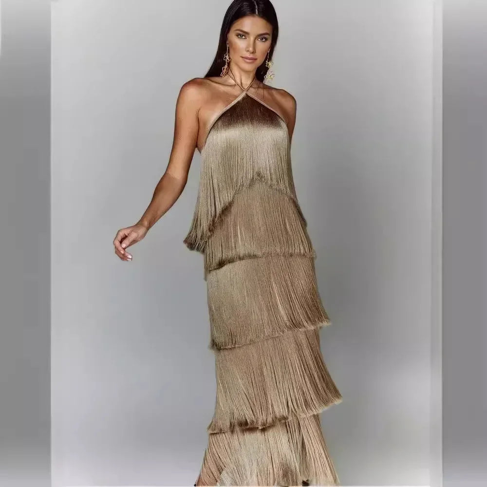 Sleeveless Halter Split Party Dress image 1