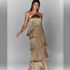 Sleeveless Halter Split Party Dress image 1