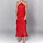 Sleeveless Halter Split Party Dress image 4