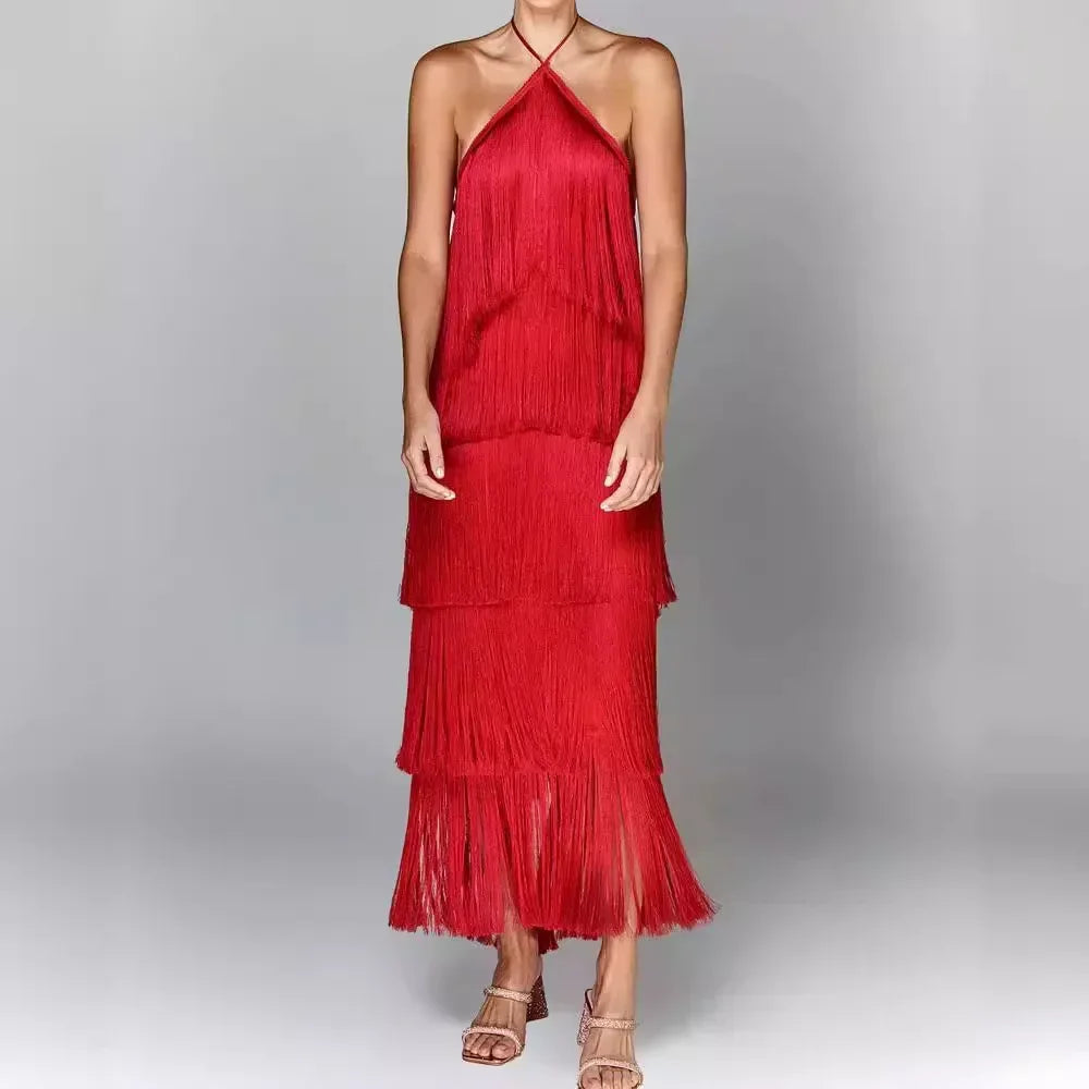 Sleeveless Halter Split Party Dress image 4