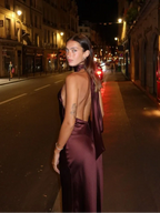 Sexy Chic Satin Backless Halter Lace Up Dress image 3