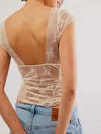 Floral Lace Sheer Mesh Crop Top image 5