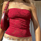 Sheer Floral Tube Crop Top image 3
