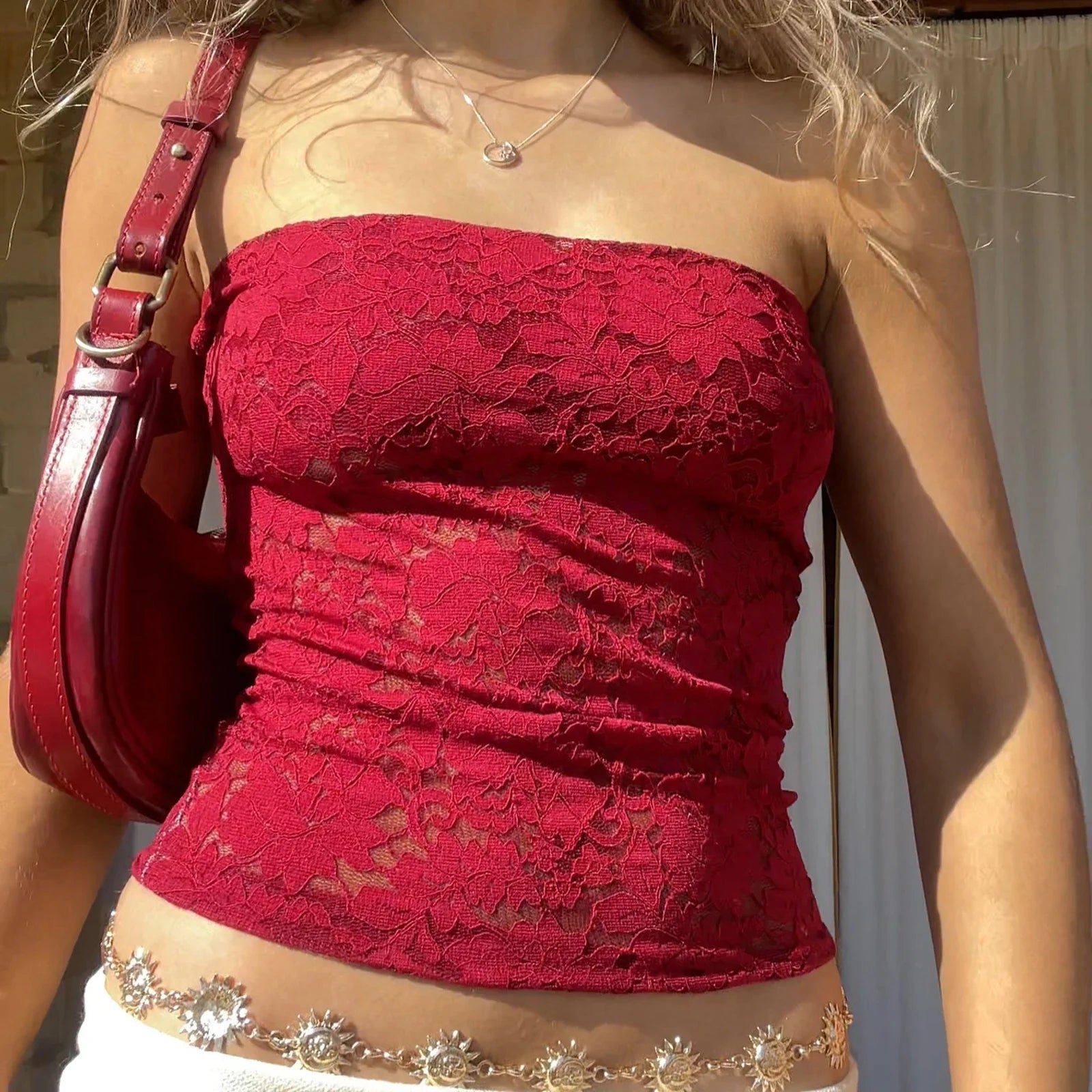 Sheer Floral Tube Crop Top image 3