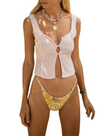 Lace-Up Floral Patch Crop Top image 7