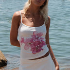 Floral Backless Skinny Crop Top image 3