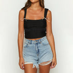 Pleated Bowknot Square Crop Top image 2