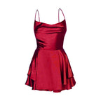 Elegant Sexy Backless Ruffled Halter Red Skirt Summer Evening Party Dresses Party Dress image 5